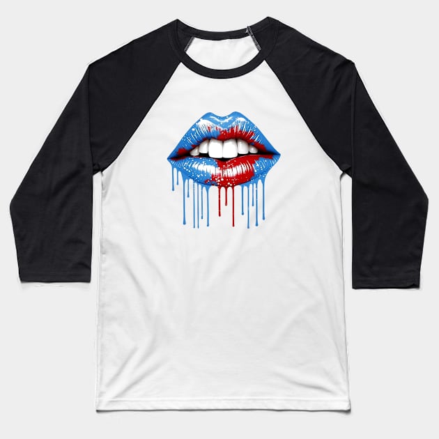 Graphic Lips Baseball T-Shirt by MisqaPi Design